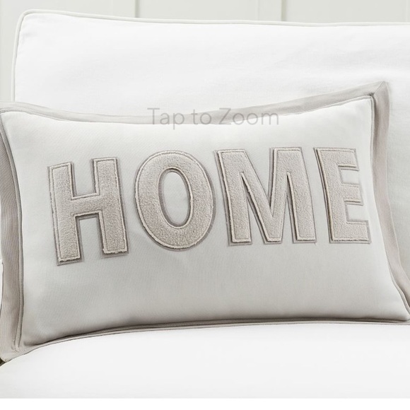 NWT pottery Barn HOME appliqué pillowcase cover gray - Picture 1 of 3